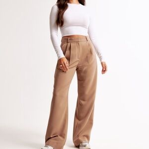 Abercrombie & Fitch Wide Leg Tan Trousers
